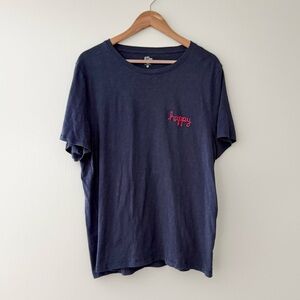 Navy Tee with Pink "happy" Embroidery